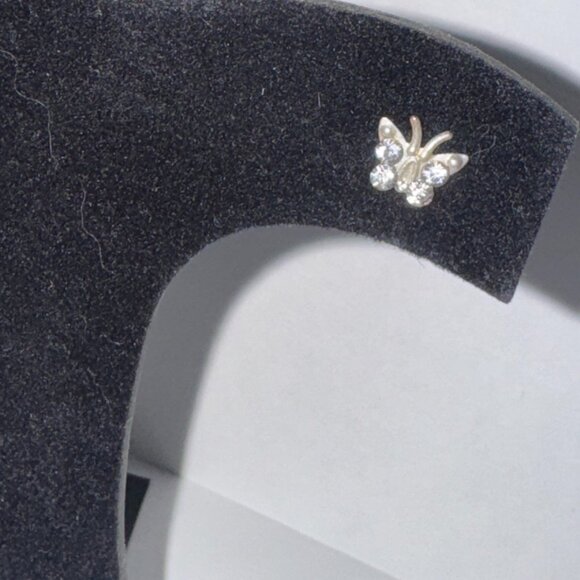 8.52mm Clear Butterfly Cz And Sterling Post Earrings - Picture 3 of 15